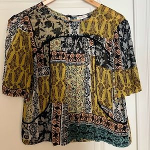 Anthropologie Deka Weston Top Floral Patchwork